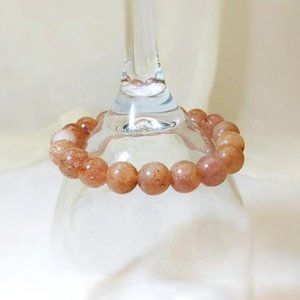 Elastic Bracelet (br1) 9.5mm Tan Mauve Jasper 6.5”-7”